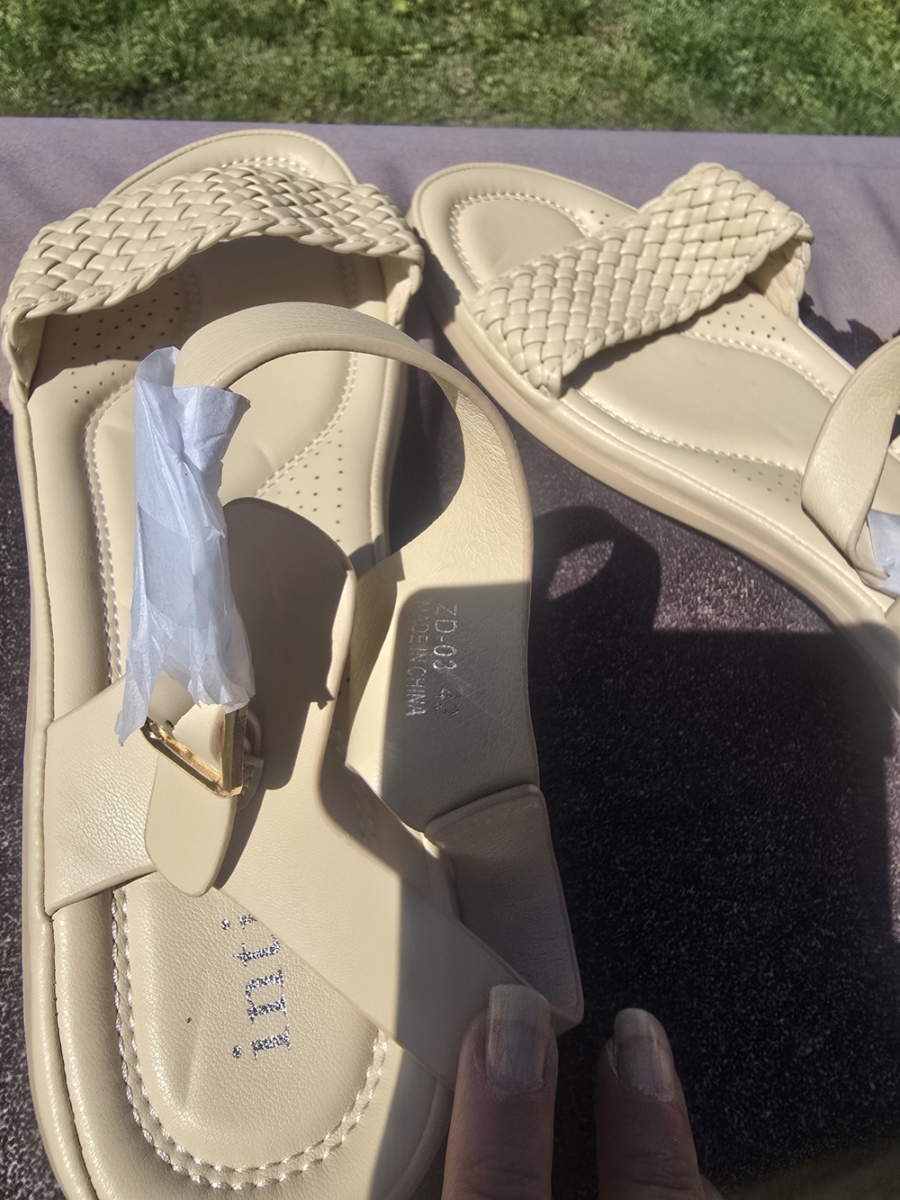 Braided Strap Beige Women's Sandals - Lightweight Summer Comfort Size 42/10 - Picture 2 of 3